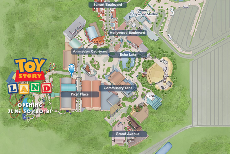 La mappa dell'area Toy Story Land che sorgerà affianco a Disney' Hollywood Studios di Orlando