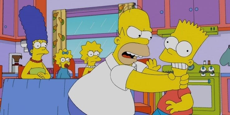 Una gag ricorrente in cui Homer strangola Bart