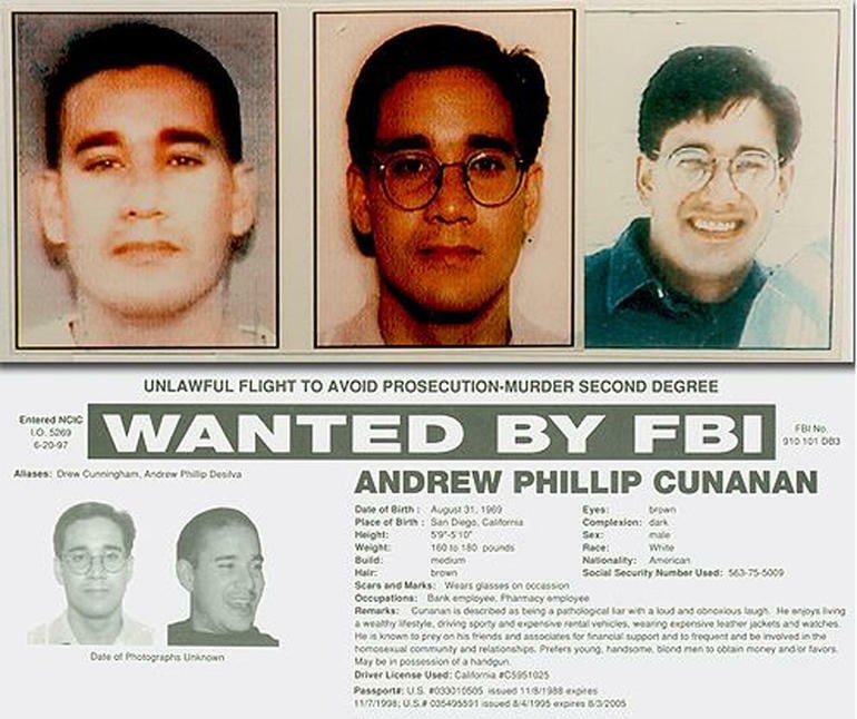 La taglia su Andrew Cunanan messa dall'FBI
