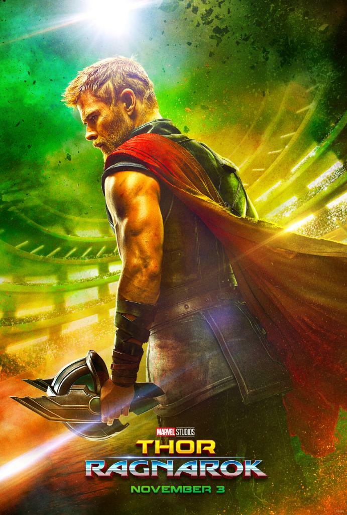 Clicca per vedere l'immagine originale Thor in versione gladiatore nel poster di Thor: Ragnarok