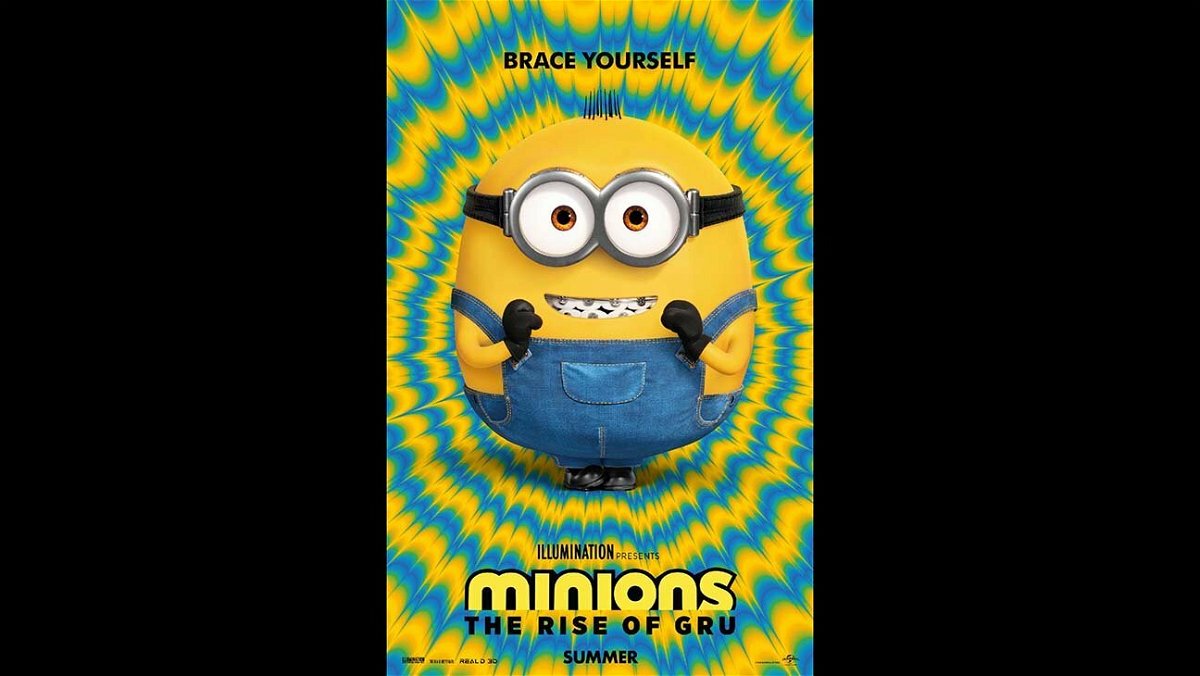 A happy little minion in the second movie poster