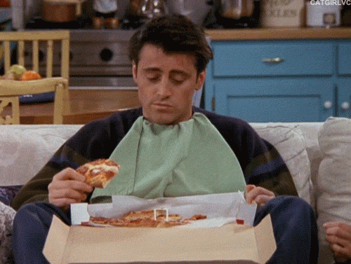 Click para ver la imagen original Joey Tribbiani come pizza