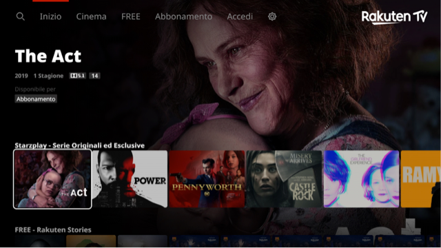 Clicca per vedere l'immagine originale La Home di STARZPLAY su Rakuten TV