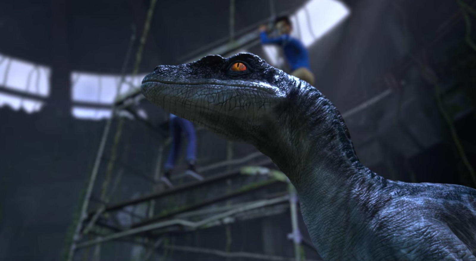 Clicca per vedere l'immagine originale Blue salva i ragazzi in Jurassic World - Nuove Avventure
