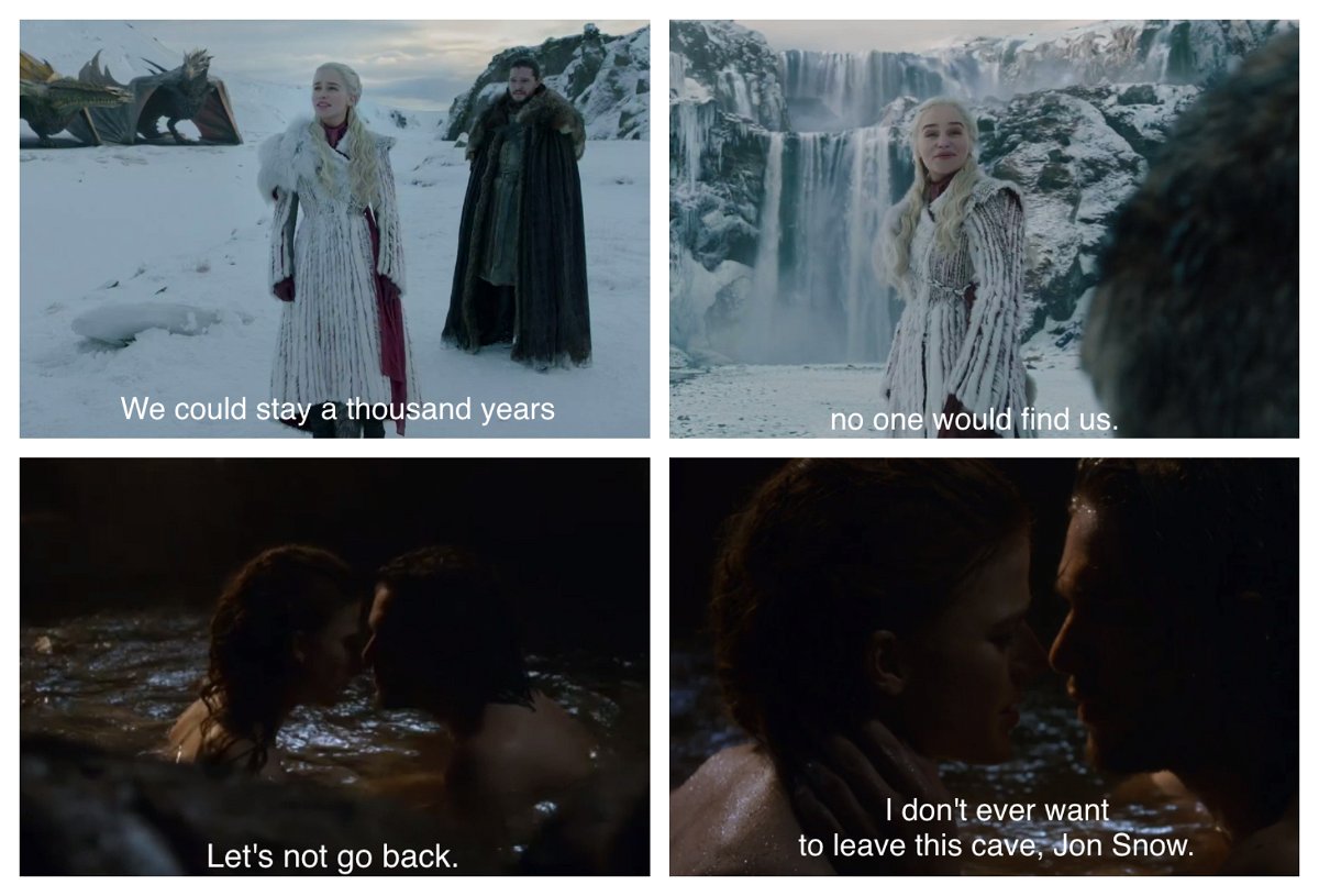 Una comparación entre las escenas dedicadas a los amores entre Jon e Ygritte y entre Jon y Daenerys