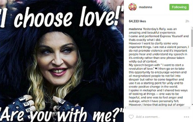 Il post su Instagram di Madonna
