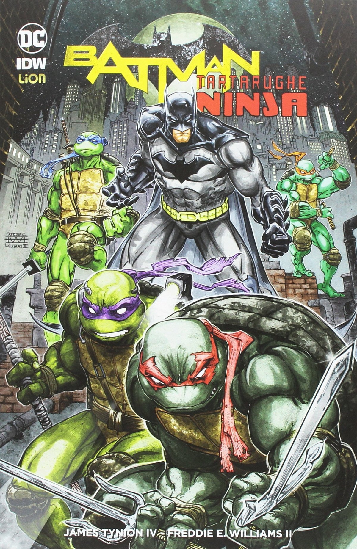 La copertina del fumetto Batman/Tartarughe Ninja