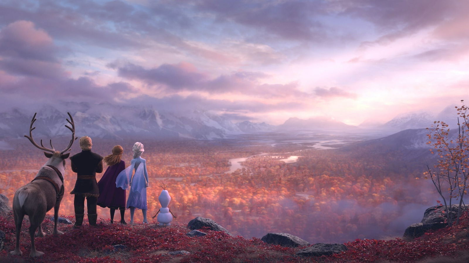 Clicca per vedere l'immagine originale Un'immagine che vede i protagonisti di Frozen 2 - Il segreto di Arendelle pronti ad intraprendere una nuova avventura