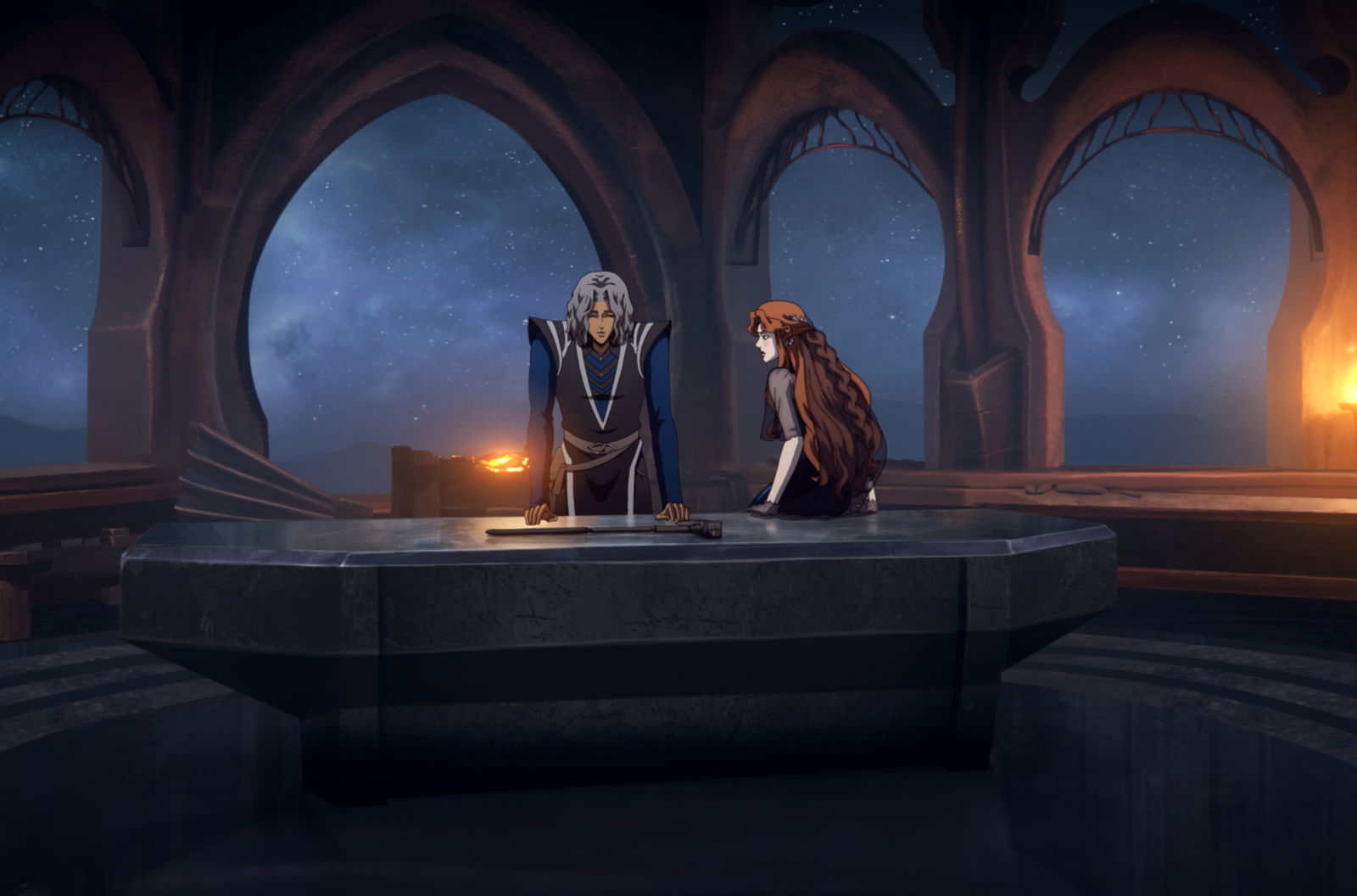 Clicca per vedere l'immagine originale Hector e Lenore stanno discutendo all'interno di una grande stanza
