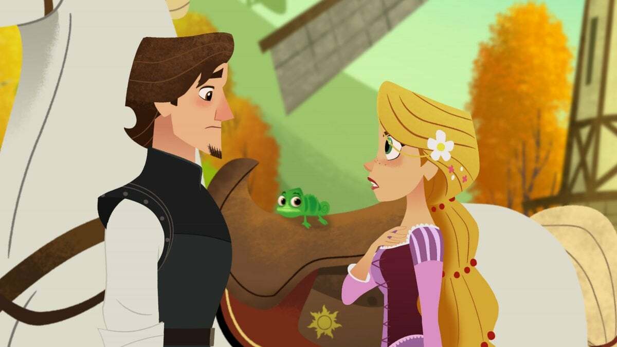 Clicca per vedere l'immagine originale Rapunzel, Eugene e Max il cavallo