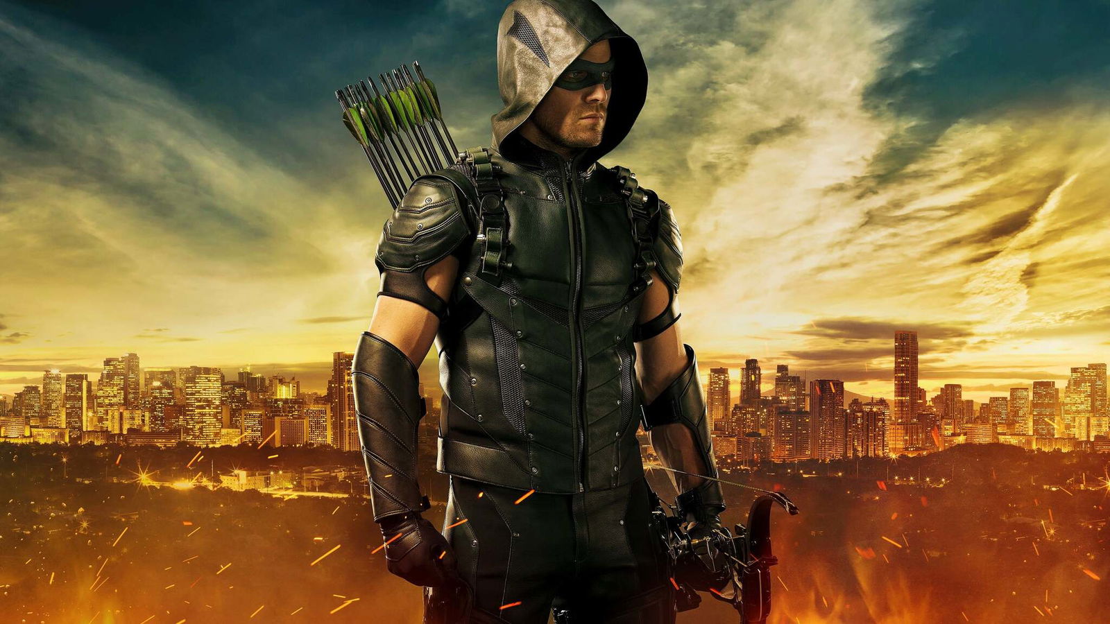 Clicca per vedere l'immagine originale Primo piano di Stephen Amell come Arrow