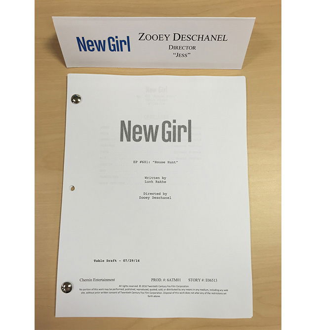 La prima pagina del copione della prima puntata di New Girl 6 Nel Girl 6, il copione della prima puntata