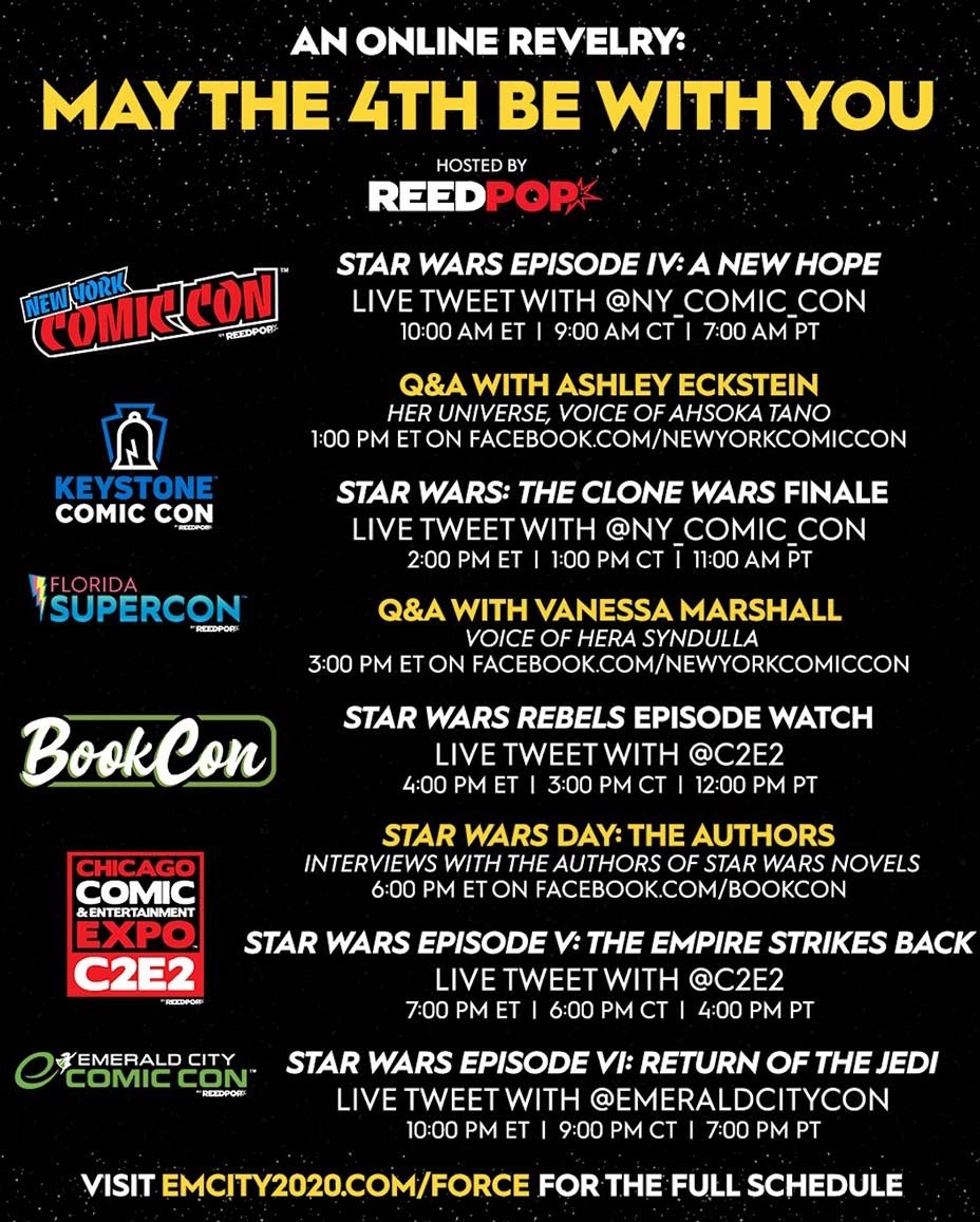 L'elenco dei live tweet e degli ospiti del 4 maggio 2020 per lo Star Wars Day