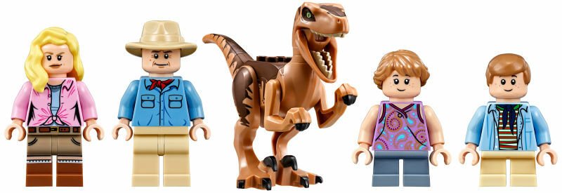 Il set di LEGO Jurassic Park Velociraptor Chase include 4 Minifigure e un Velociraptor 
