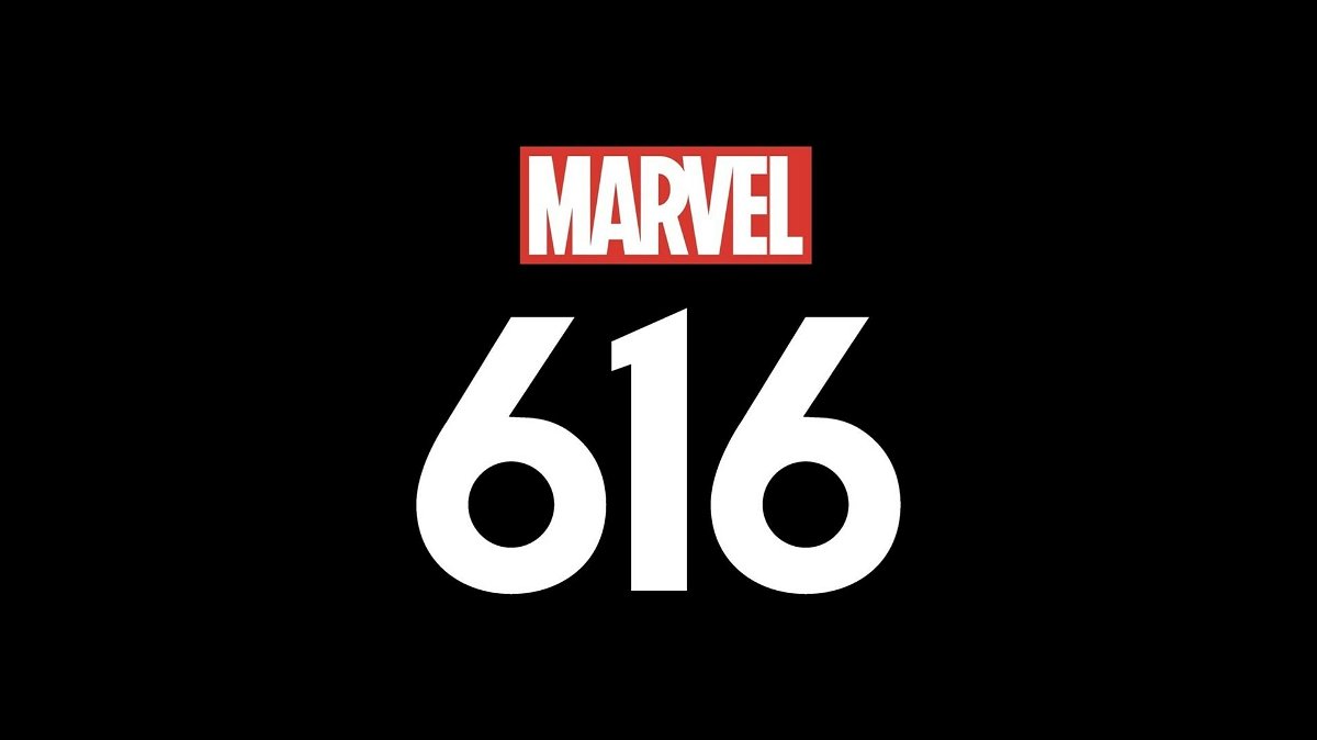 Il logo di Marvel 616 sopra uno sfondo nero