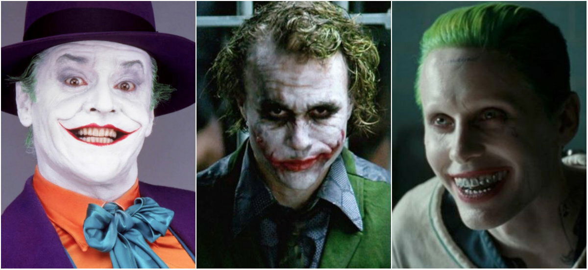 Clicca per vedere l'immagine originale Jack Nicholson, Heath Ledger e Jared Leto nei ruoli di Joker