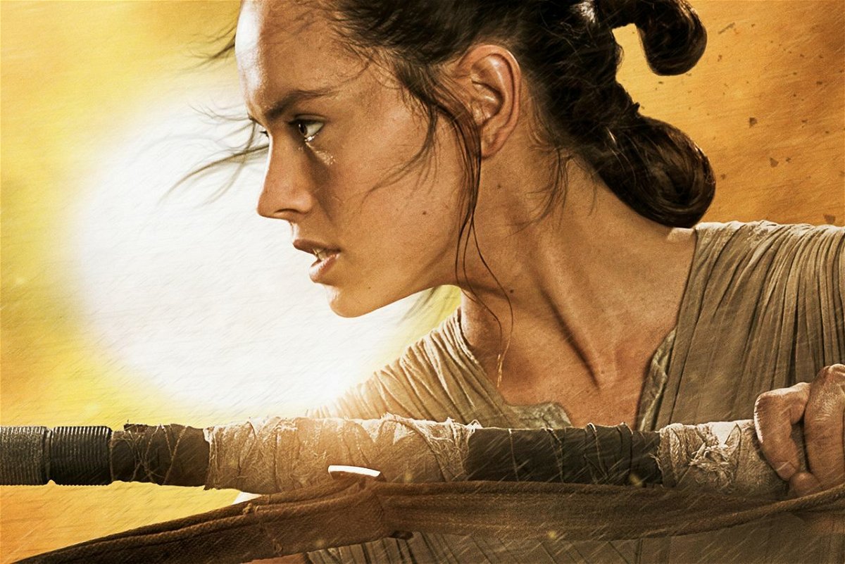 Rey in un'immagine promozionale di Star Wars