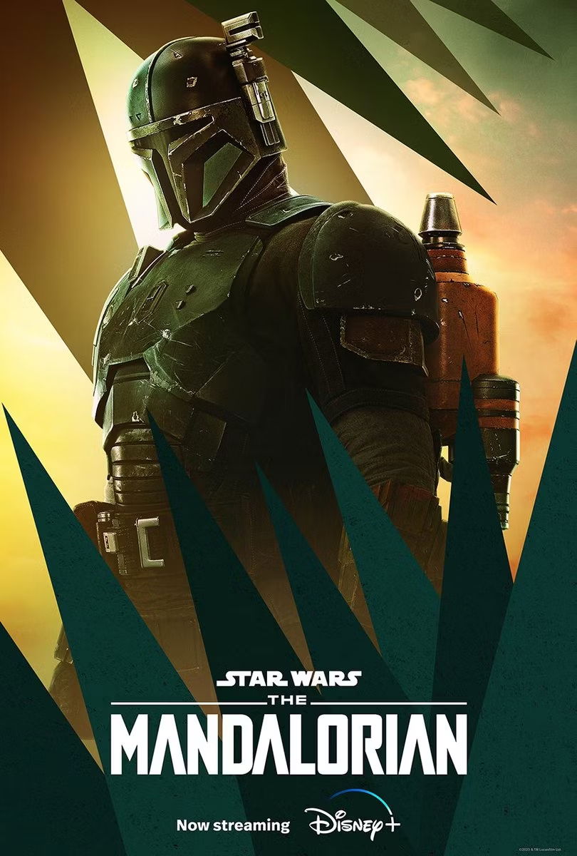 Clicca per vedere l'immagine originale Poster ufficiale del personaggio Paz Vizsla della serie TV The Mandalorian.