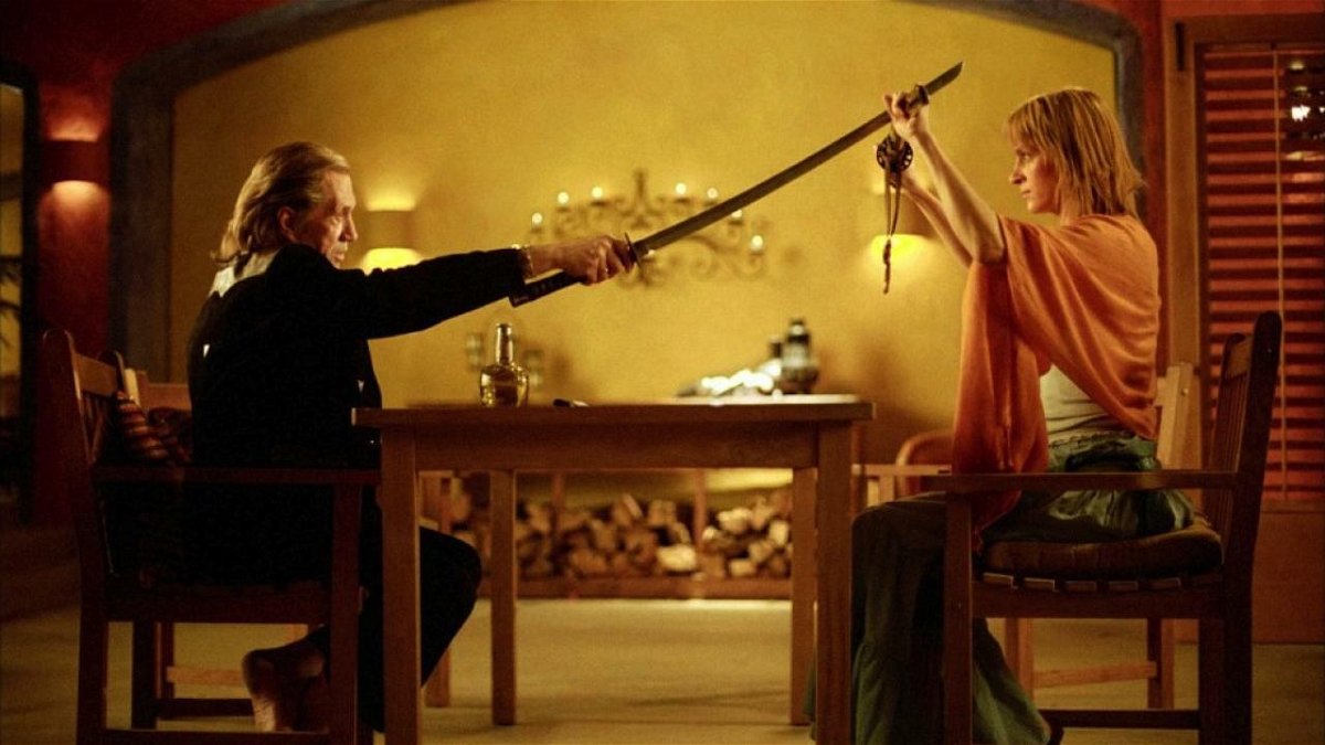 David Carradine e Uma Thurman in Kill Bill