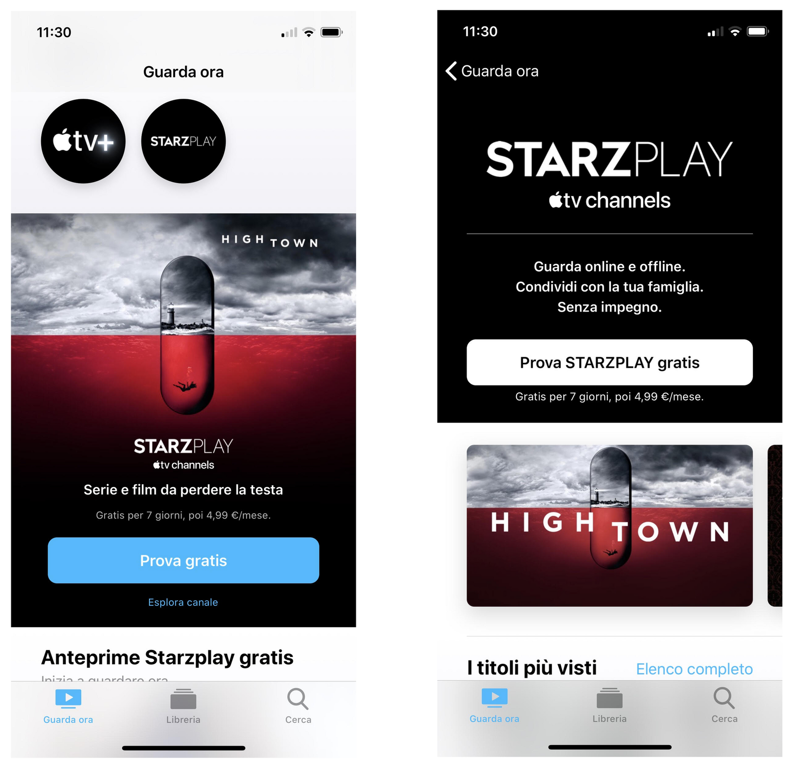 Clicca per vedere l'immagine originale I banner di STARZPLAY nell'app Apple TV