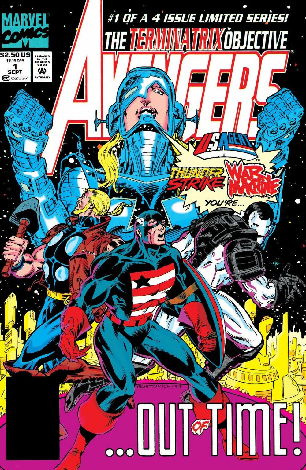 US Agent, War Machine és mások az Avengers: The Terminatrix Objective borítójában