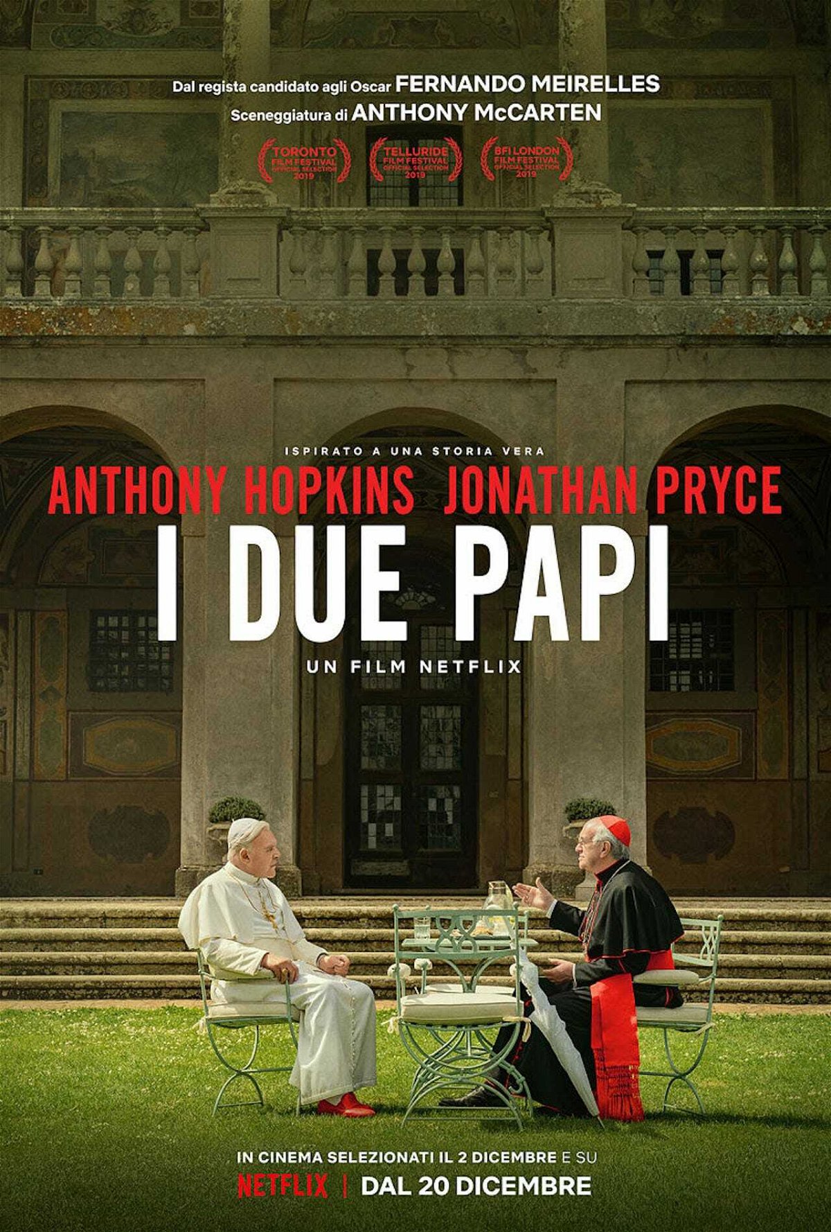 Anthony Hopkins e Jonathan Pryce nel poster ufficiale de I due papi