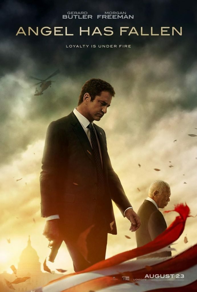 Gerard Butler e Morgan Freeman nel poster di Angel Has Fallen