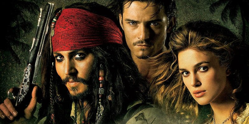 I tre personaggi principali dei primi film di Pirati dei Caraibi
