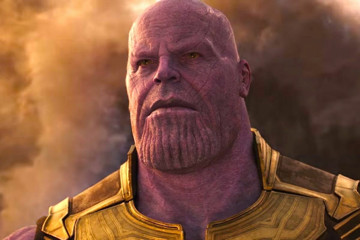 Thanos in un primo piano di Avengers: Infinity War