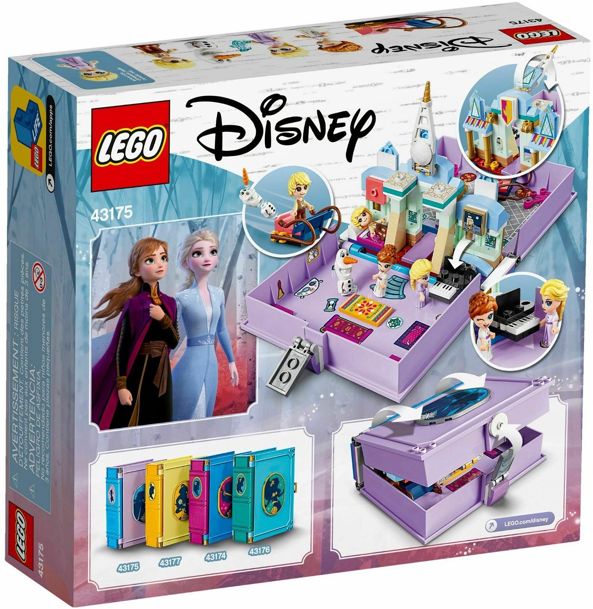 Il retro della scatola del LEGO set Frozen 2 Il libro delle fiabe di Elsa e Anna