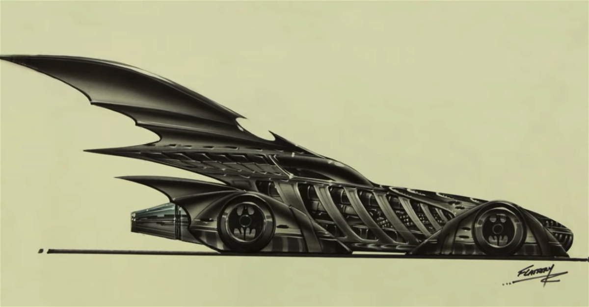 La Batmobile degli anni '90 in un disegno