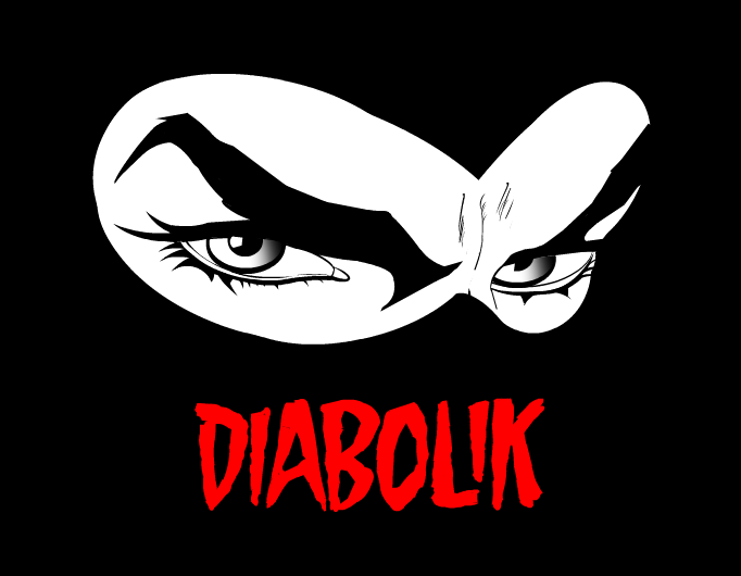 Gli occhi di Diabolik in uno sfondo totalmente nero