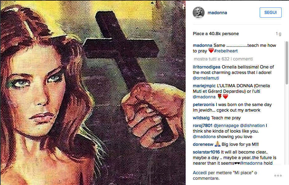 La locandina con Ornella Muti postata da Madonna su Instagram