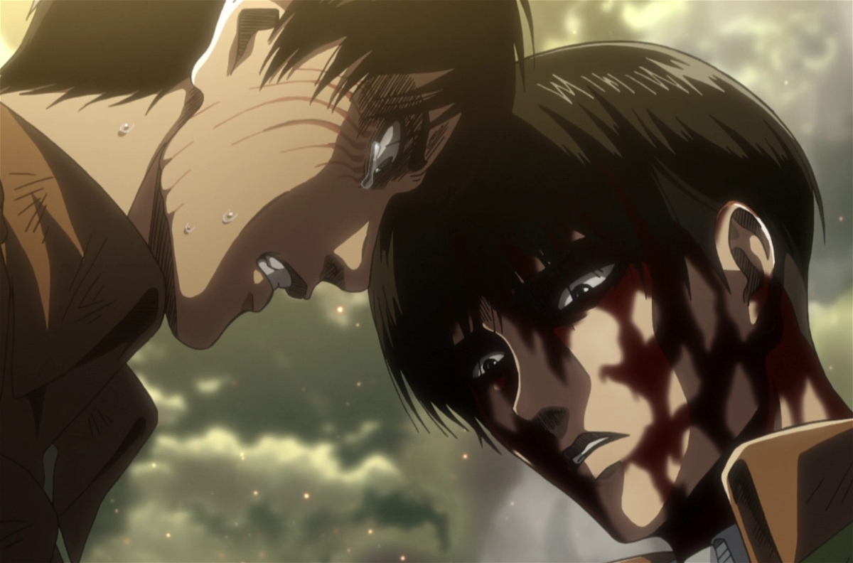 Eren e Levi si fronteggiano su chi debba essere salvato tra Armin e Erwin
