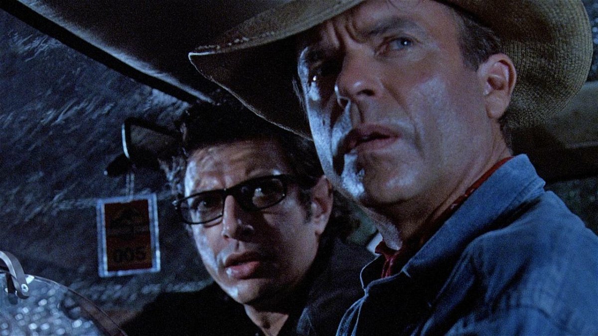 Jeff Goldblum e Sam Neill in una scena di Jurassic Park