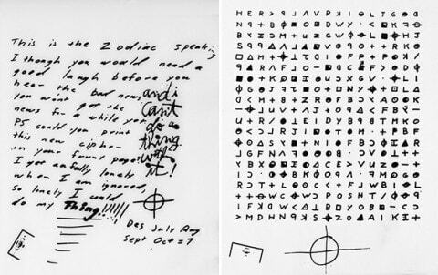 Clicca per vedere l'immagine originale Una delle lettere di Zodiac