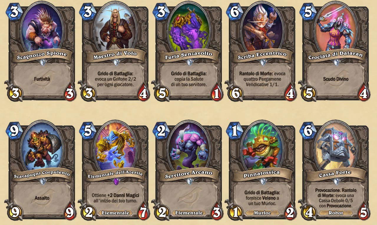 Hearthstone L'Ascesa delle Ombre, carte Generiche Tutte le carte Generiche dell'espansione L'Ascesa delle Ombre di Hearthstone