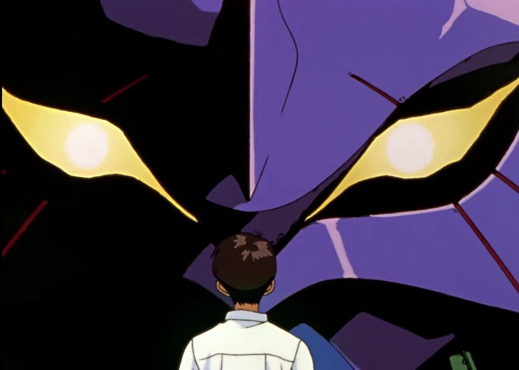 Shinji faccia a faccia con l'Eva-01