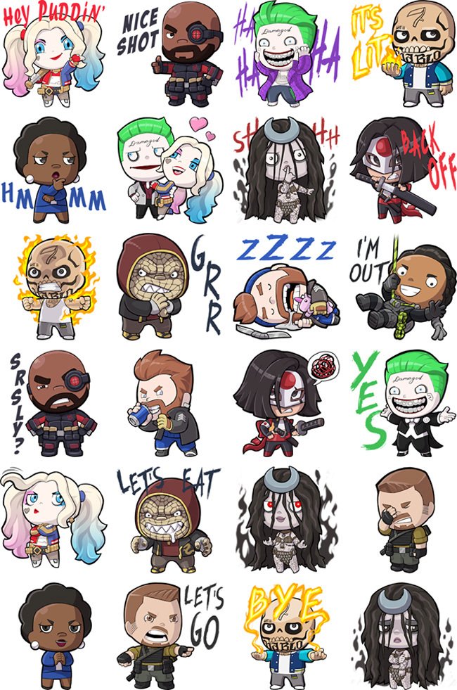 I personaggi di Suicide Squad in versione sticker