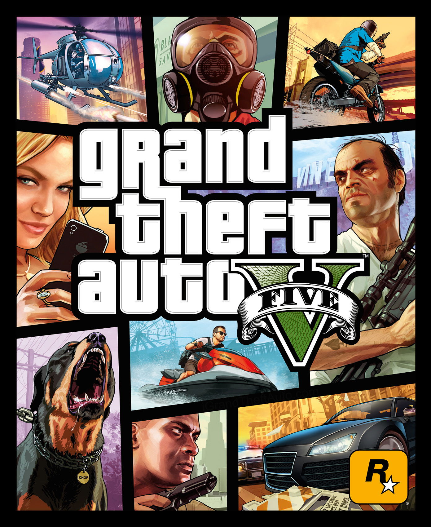 Clicca per vedere l'immagine originale La copertina ufficiale di Grand Theft Auto V