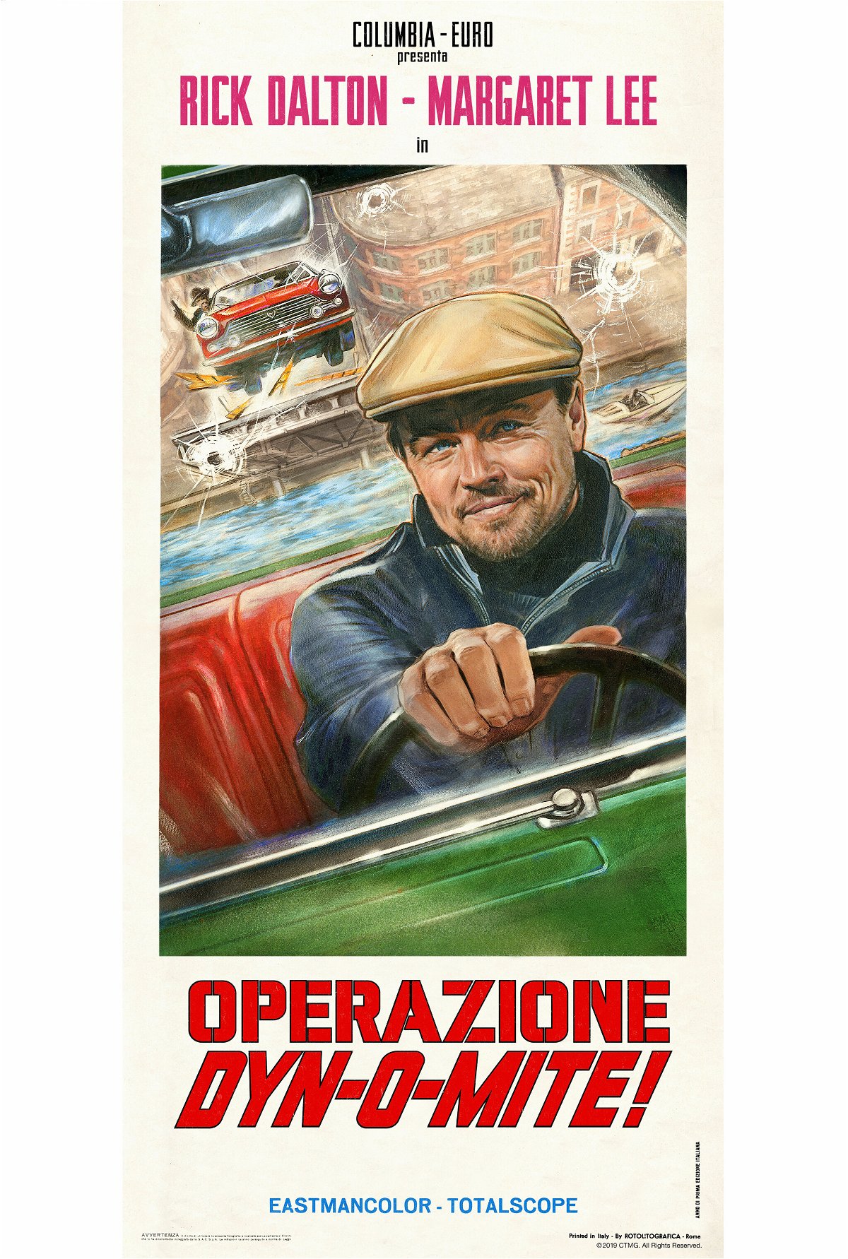 Leonardo DiCaprio (nel ruolo di Rick Dalton) nel poster del film Operazione Dyn-o-mite!