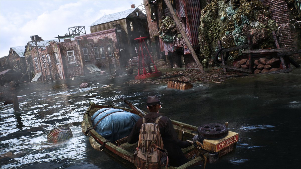 The Sinking City in uno screenshot che mostra l'esplorazione open world
