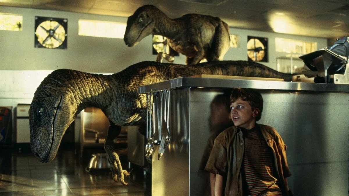 Velociraptores de Jurassic Park en la escena de la cocina