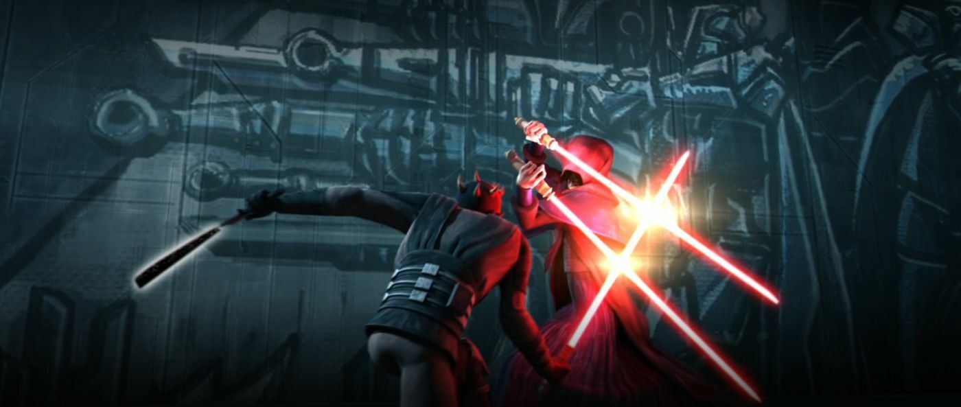 Clicca per vedere l'immagine originale Immagine di Darth Maul con la Darksaber