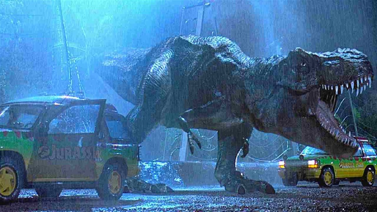Il T-Rex nell'iconica scena dell'uscita dal recinto