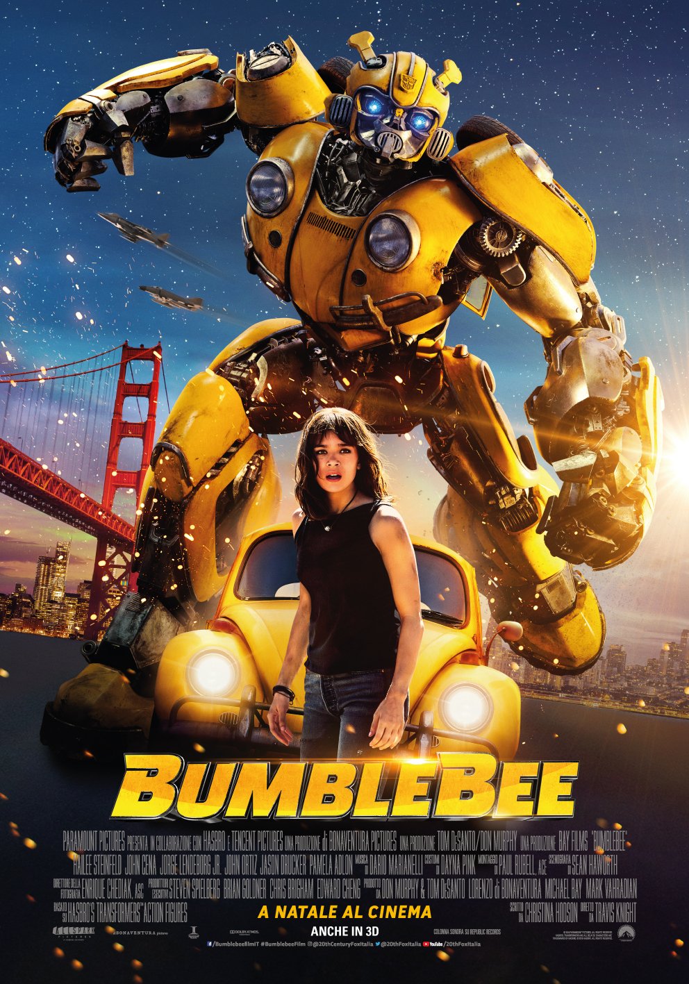 Bumblebee e Charlie (Hailee Steinfeld) nel poster italiano del film