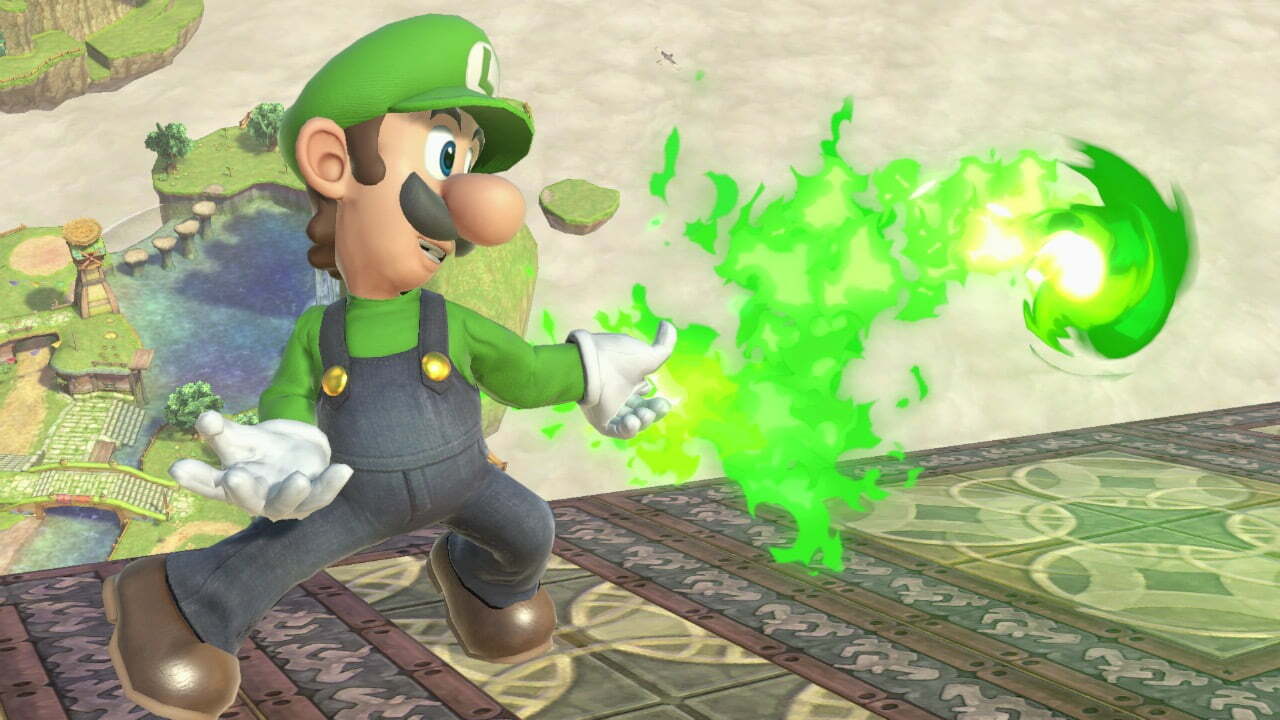 Clicca per vedere l'immagine originale Luigi in azione in Super Smash Bros. Ultimate