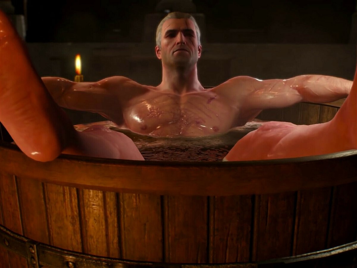Geralt fa il bagno nel videogioco