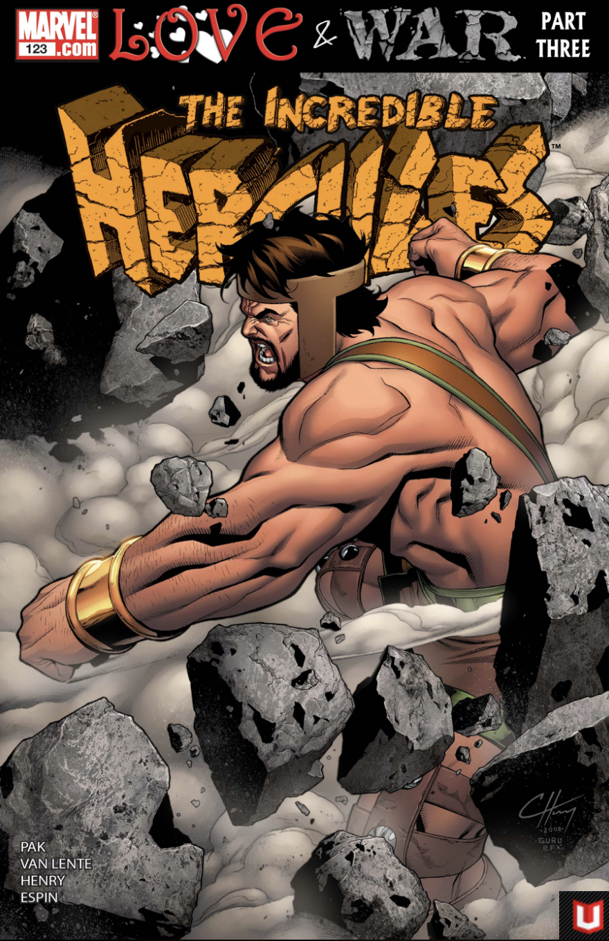 La copertina di un fumetto Marvel della serie The Incredibile Hercules