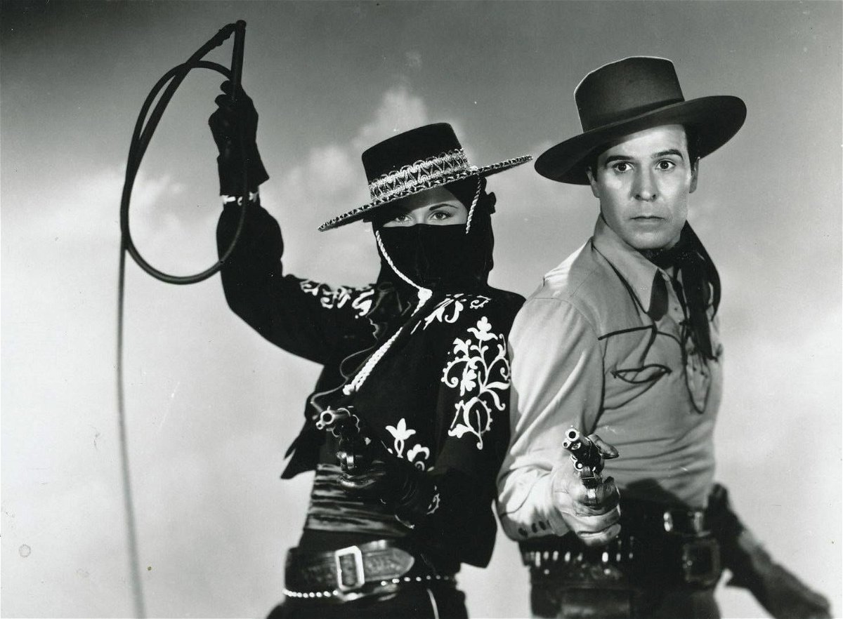 Linda Stirling e George J. Lewis nel film La frusta nera di Zorro